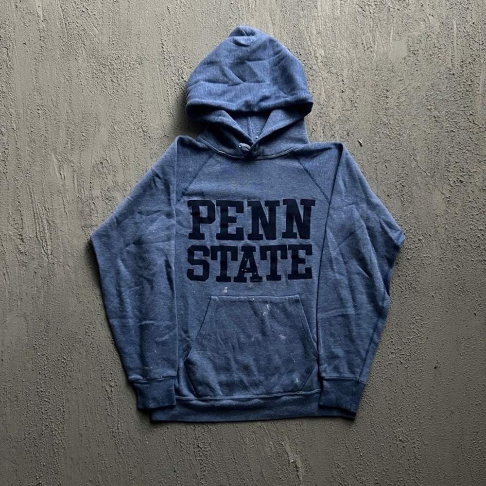 Vintage Penn State Hoodie Small Blue 1980s Raglan Distressed